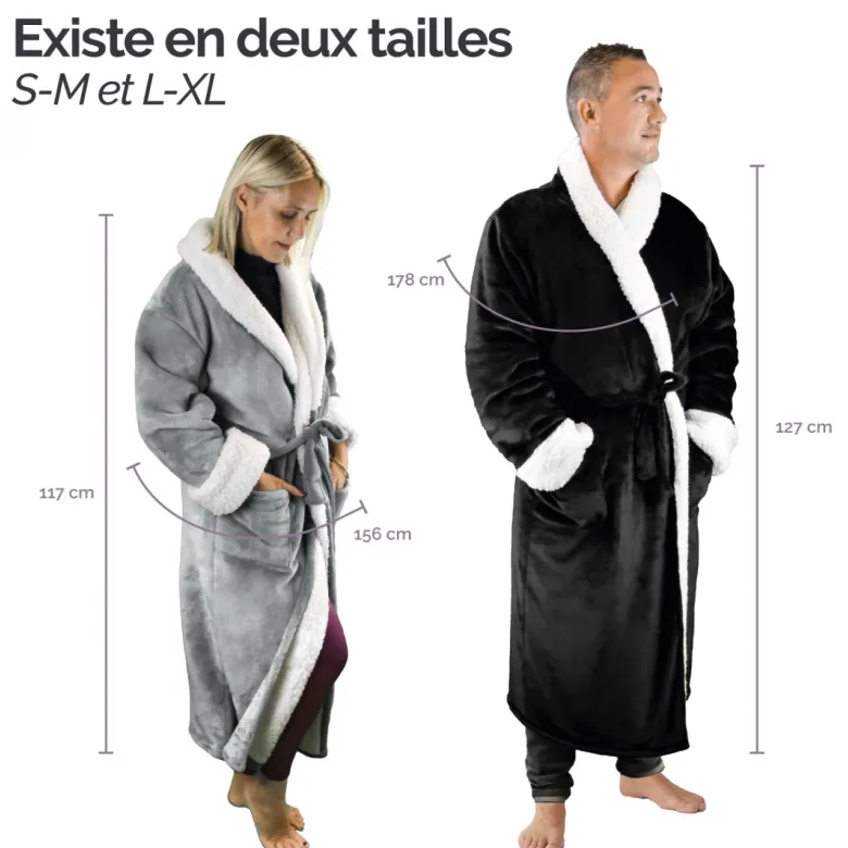 Robe de chambre polaire noire - L/XL