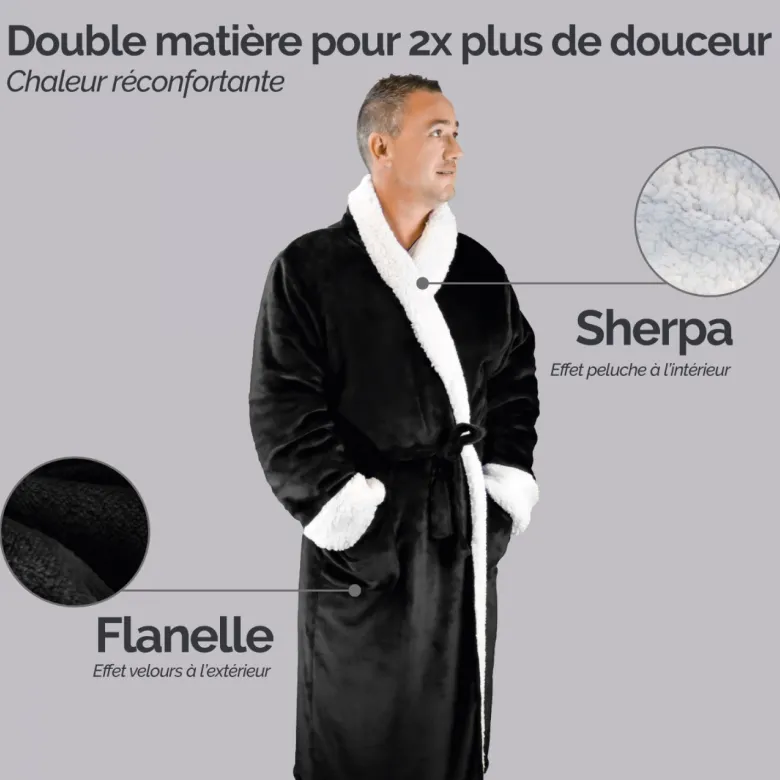 Robe de chambre polaire noire - L/XL