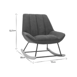 Rocking chair en tissu effet velours gris foncé billie