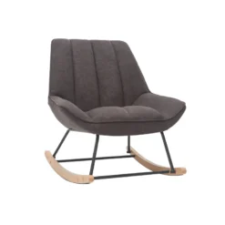 Rocking chair en tissu effet velours gris foncé billie