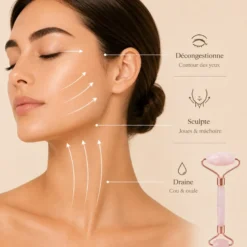 Rouleau masseur visage en quartz rose