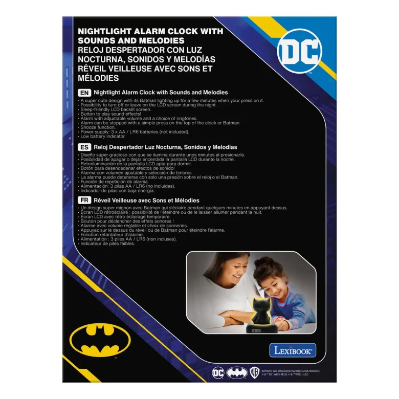 Réveil avec veilleuse batman en 3d