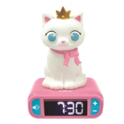 Réveil avec veilleuse lumineuse chat en 3d