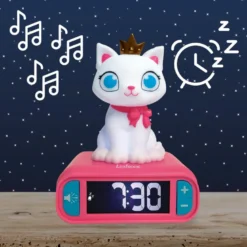 Réveil avec veilleuse lumineuse chat en 3d
