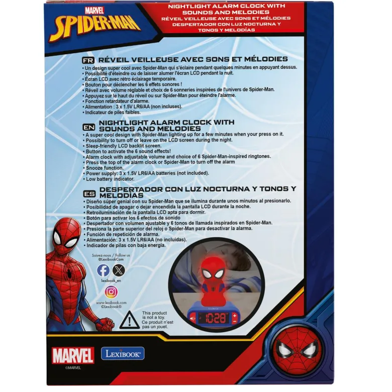 Réveil avec veilleuse spiderman 3d