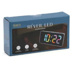 Réveil digital LED grand affichage avec double alarme et luminosité réglable