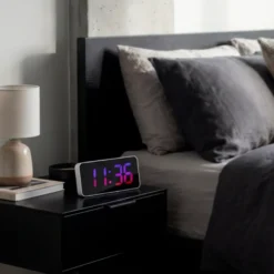 Réveil digital LED grand affichage avec double alarme et luminosité réglable