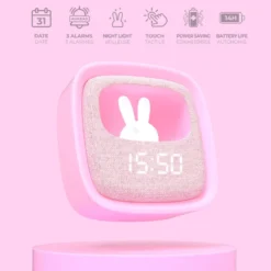 Réveil et veilleuse billy clock rose pour enfant - mob