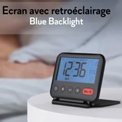 Réveil numérique de voyage compact fishtec avec écran lcd 3,23 pouces