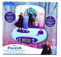 Réveil projecteur reine des neiges avec anna et elsa en 3d
