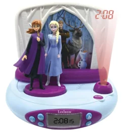 Réveil projecteur reine des neiges avec anna et elsa en 3d