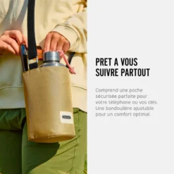 Sac à bouteille isotherme-beige-avec poche sécurisé Beige