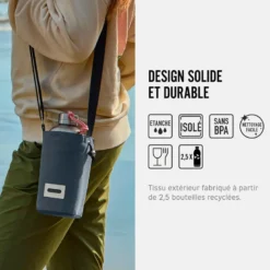 Sac à bouteille isotherme-gris-avec poche sécurisé Gris