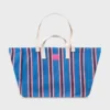 Sac cabas en coton biologique rayé bleu Bleu