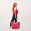 Sac cabas en coton biologique rayé rouge et rose