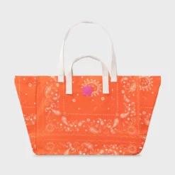 Sac cabas en coton biologique imprimé bandana orange