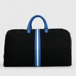 Sac de voyage upcyclé johner – bandes cobalt & blanc, éco-responsable