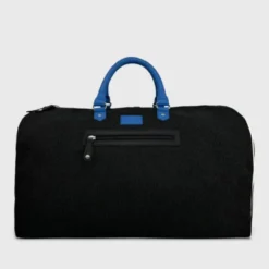 Sac de voyage upcyclé johner – bandes cobalt & blanc, éco-responsable