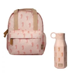 Sac à dos en matière recyclée & gourde souple - ensemble rentrée - hippocampe