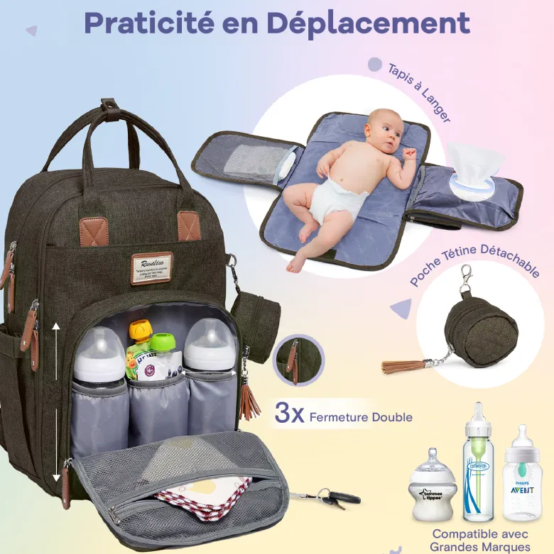 Sac à dos à langer bébé multifonctions