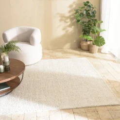 Sacha - tapis rectangulaire 200x290cm en laine bouclée couleur beige