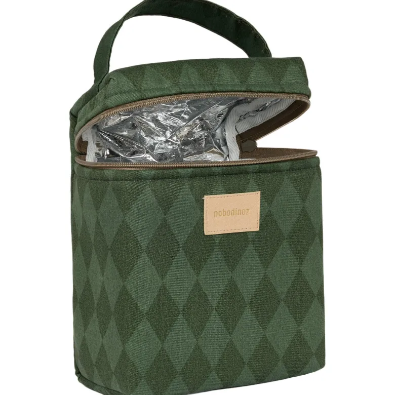 Sac isotherme pour biberon et déjeuner hyde park forest green diamonds
