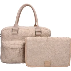 Sac à langer sherpa - 28 x 40 cm beige