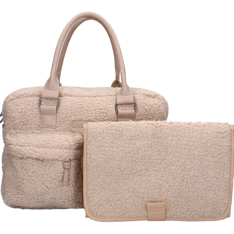 Sac à langer sherpa - 28 x 40 cm beige