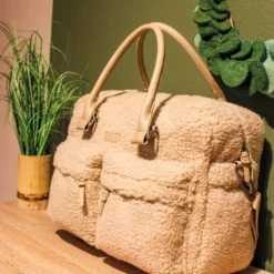 Sac à langer sherpa - 28 x 40 cm beige