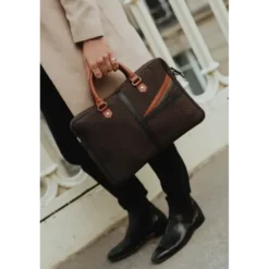Sac ordinateur en tissu éco-responsable sandro noir marron kaki