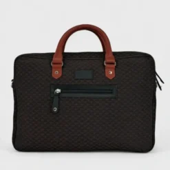 Sac ordinateur en tissu éco-responsable sandro noir marron kaki