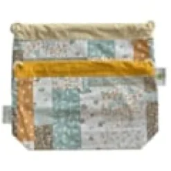 Sac à pain patchwork bleu caramel