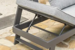 Salon d'angle de jardin 6 places en aluminium - gris anthracite