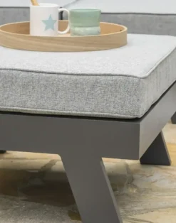 Salon d'angle de jardin 6 places en aluminium - gris anthracite