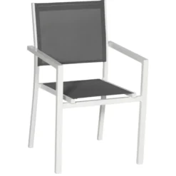 Salon de jardin bergamo en textilène gris 6 places - aluminium blanc