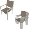 Salon de jardin cagliari en textilène taupe 8 places - aluminium taupe