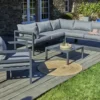 Salon de jardin d'angle 6 places en aluminium - gris anthracite