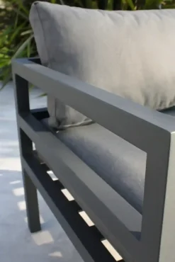 Salon de jardin d'angle 6 places en aluminium - gris anthracite