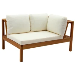 Salon de jardin d'angle 6 places en bois massif beige naturel belize
