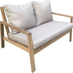Salon de jardin en acacia 4 places gili - coussins sable