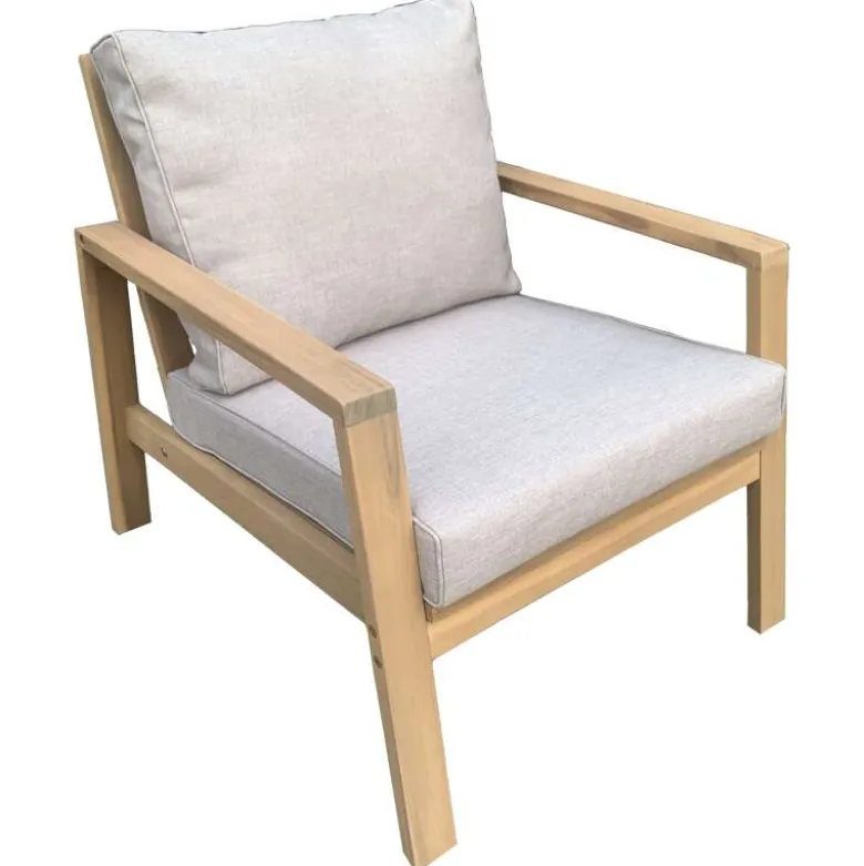 Salon de jardin en acacia 4 places gili - coussins sable