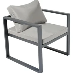 Salon de jardin ibiza en tissu gris 4 places - aluminium anthracite