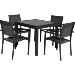 Salon de jardin lampedusa extensible textilène gris 8 pl. Aluminium anthracite