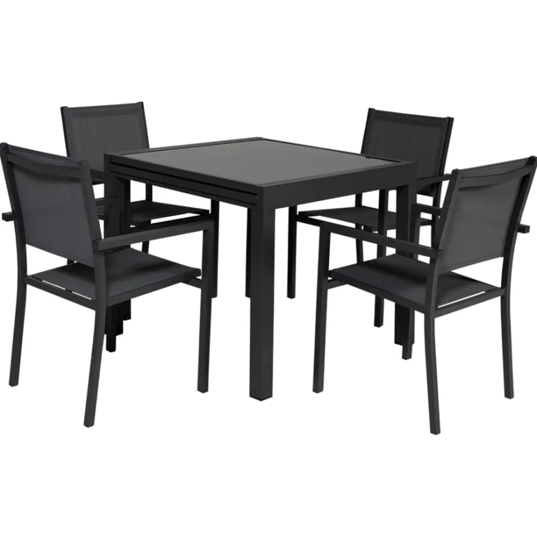 Salon de jardin lampedusa extensible textilène gris 8 pl. Aluminium anthracite