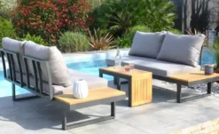 Salon de jardin 4 places en bois d' et aluminium - gris anthracite