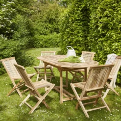 Salon de jardin teck brut 6/8 pers