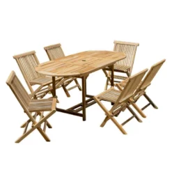 Salon de jardin teck brut 6/8 pers