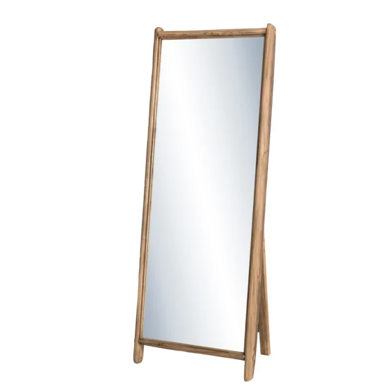 Sandy - miroir sur pieds marron bois pin recyclé
