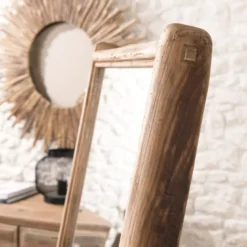 Sandy - miroir sur pieds marron bois pin recyclé