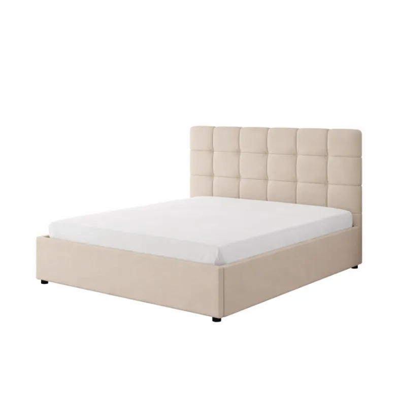 Santa lit avec coffre de rangement 160x200cm velour beige